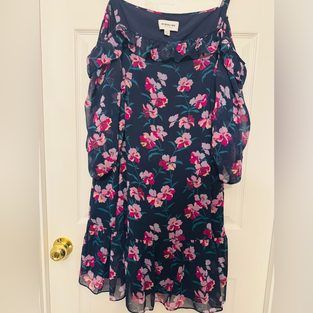 Highline Collective Off-Shoulder Dress floral pattern, size XL Vacation